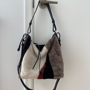 NWOT All Saints Kita Bag Shearling Leather Fur Patchwork